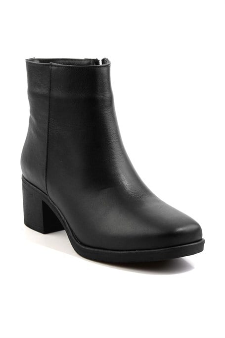 Siyah Hakiki Deri Kadın Bot & Bootie K02586082503
