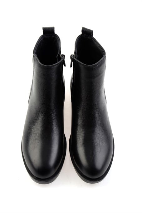 Siyah Hakiki Deri Kadın Bot & Bootie K02462040503