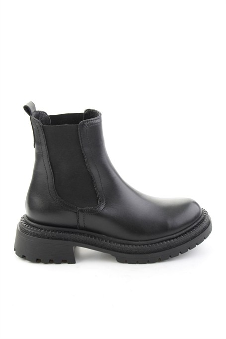 Siyah Hakiki Deri Kadın Bot & Bootie K02788205303