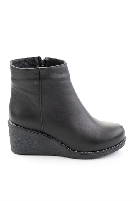 Siyah Hakiki Deri Kadın Bot & Bootie K02586666603