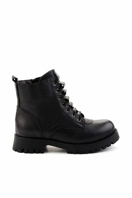Siyah Hakiki Deri Kadın Bot & Bootie K02028800803