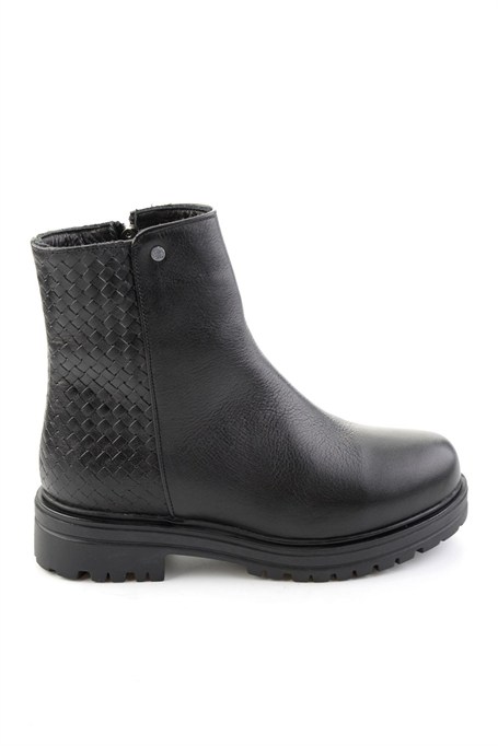 Siyah Hakiki Deri Kadın Bot & Bootie K02586777703