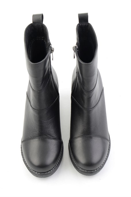 Siyah Hakiki Deri Kadın Bot & Bootie K02586999703