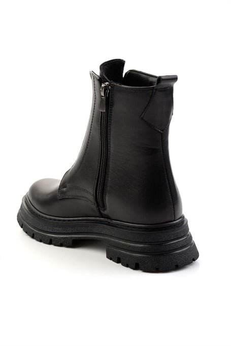 Siyah Hakiki Deri Kadın Bot & Bootie K02286089903