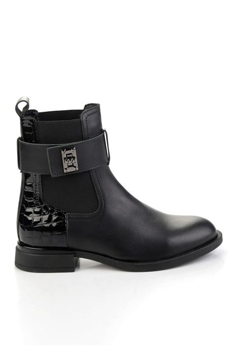 Siyah Hakiki Deri Kadın Bot & Bootie K02724400303
