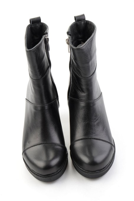 Siyah Hakiki Deri Kadın Bot & Bootie K02586994603
