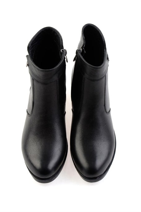Siyah Hakiki Deri Kadın Bot & Bootie K02286701303