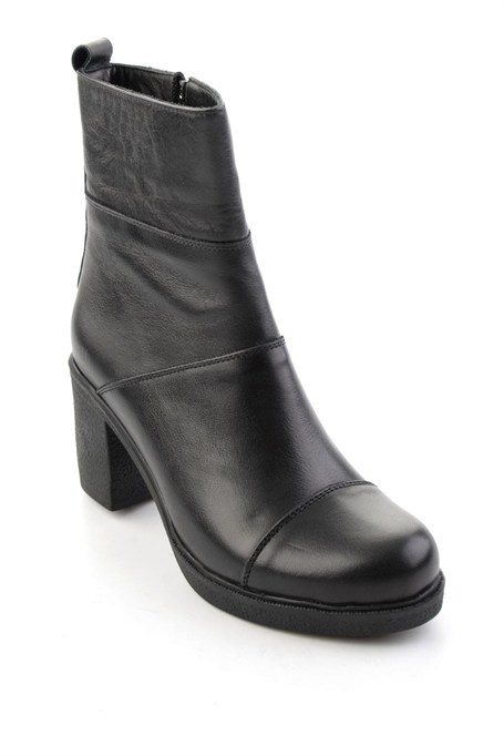 Siyah Hakiki Deri Kadın Bot & Bootie K02586994603