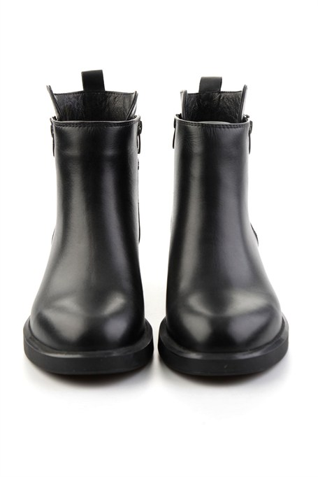 Siyah Hakiki Deri Kadın Bot & Bootie K02788003003