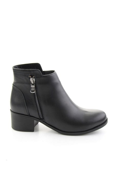 Siyah Hakiki Deri Kadın Bot & Bootie K02208210103