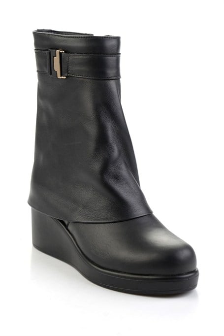 Siyah Hakiki Deri Kadın Bot & Bootie K02724360003