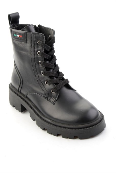 Siyah Hakiki Deri Kadın Bot & Bootie K02521058003