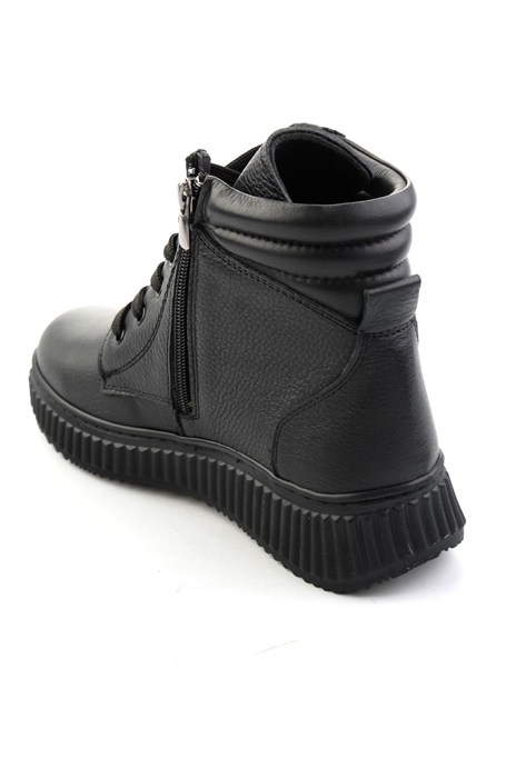 Siyah Hakiki Deri Kadın Bot & Bootie K02331400403