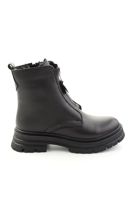 Siyah Hakiki Deri Kadın Bot & Bootie K02462089903