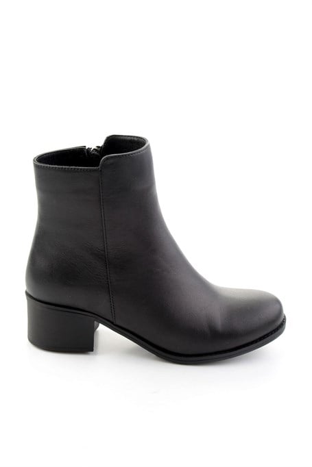 Siyah Hakiki Deri Kadın Bot & Bootie K02208291903