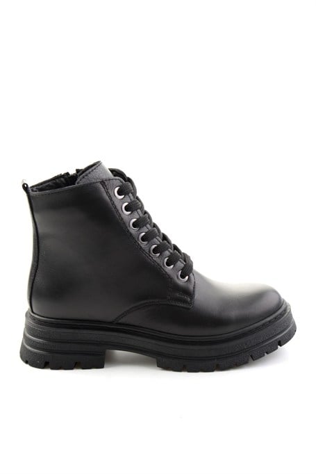 Siyah Hakiki Deri Kadın Bot & Bootie K02462014003