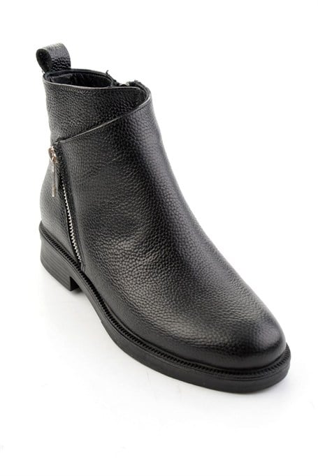 Siyah Hakiki Deri Kadın Bot & Bootie K02531207503
