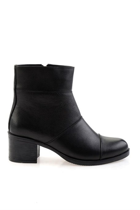Siyah Hakiki Deri Kadın Bot & Bootie K02286001703