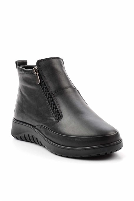 Siyah Hakiki Deri Kadın Bot & Bootie K02331190003