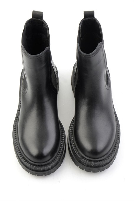 Siyah Hakiki Deri Kadın Bot & Bootie K02788205303