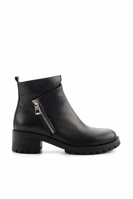 Siyah Hakiki Deri Kadın Bot & Bootie K02531230203