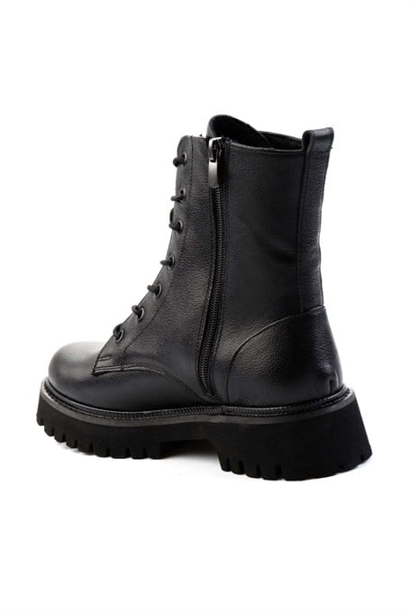 Siyah Hakiki Deri Kadın Bot & Bootie K02666420003