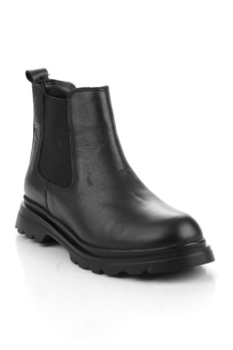 Siyah Hakiki Deri Kadın Bot & Bootie K02645012403