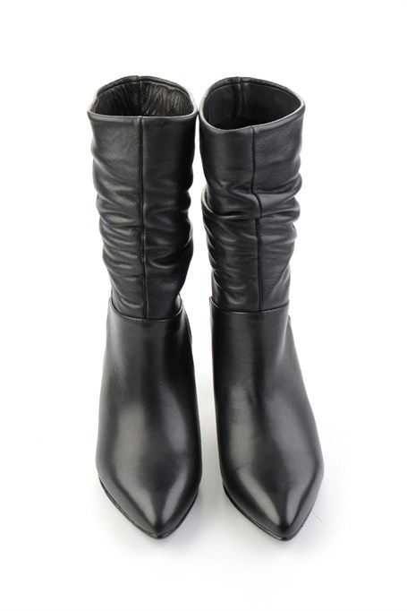 Siyah Hakiki Deri Kadın Bot & Bootie K02750150103