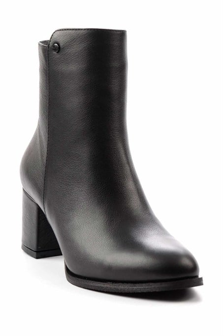 Siyah Hakiki Deri Kadın Bot & Bootie K02208020903