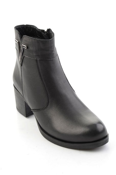 Siyah Hakiki Deri Kadın Bot & Bootie K02286701303