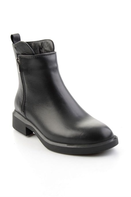 Siyah Hakiki Deri Kadın Bot & Bootie K02788003003