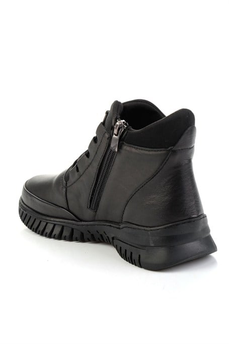 Siyah Hakiki Deri Kadın Bot & Bootie K02462040603
