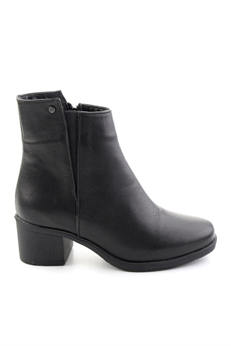 Siyah Hakiki Deri Kadın Bot & Bootie K02586301703