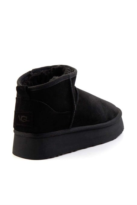 Siyah Hakiki Deri Kadın Bot & Bootie K02422009002