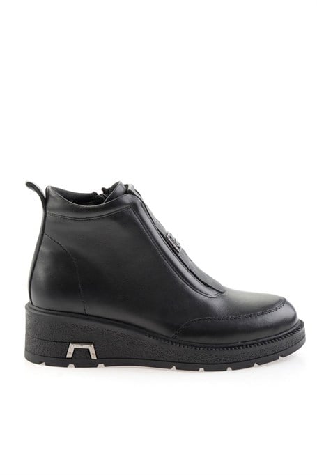 Siyah Hakiki Deri Kadın Bot & Bootie K02717251703