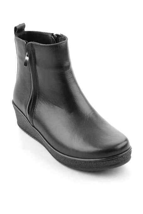 Siyah Hakiki Deri Kadın Bot & Bootie K02788222203