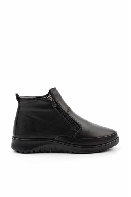 Siyah Hakiki Deri Kadın Bot & Bootie K02331190003