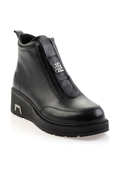Siyah Hakiki Deri Kadın Bot & Bootie K02717251703