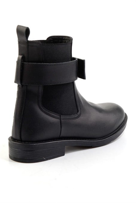 Siyah Hakiki Deri Kadın Bot & Bootie K02724259003