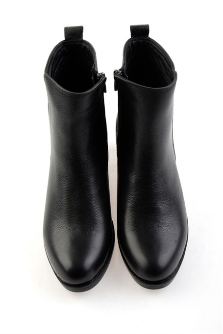 Siyah Hakiki Deri Kadın Bot & Bootie K02286001103