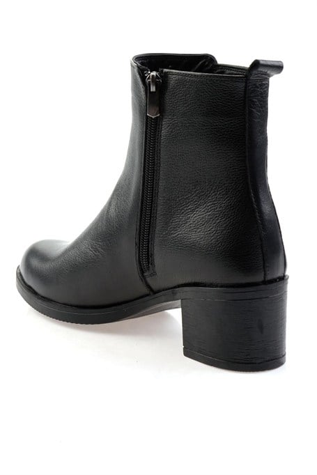 Siyah Hakiki Deri Kadın Bot & Bootie K02286001103