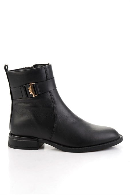 Siyah Hakiki Deri Kadın Bot & Bootie K02724560303
