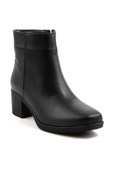 Siyah Hakiki Deri Kadın Bot & Bootie K02586082503