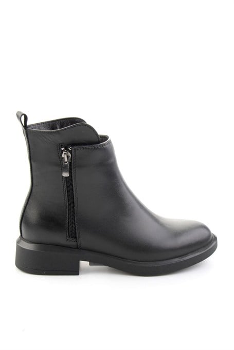 Siyah Hakiki Deri Kadın Bot & Bootie K02788003003