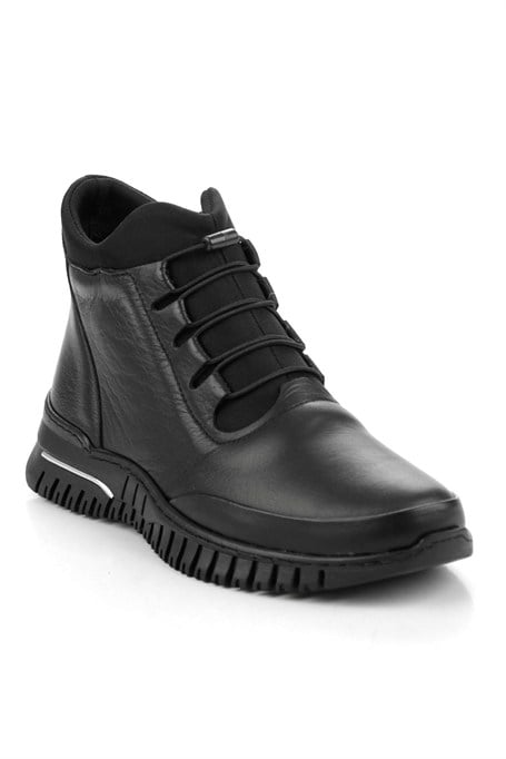 Siyah Hakiki Deri Kadın Bot & Bootie K02462040603