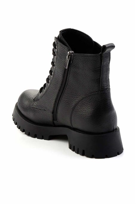 Siyah Hakiki Deri Kadın Bot & Bootie K02028800803