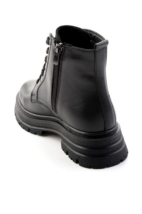 Siyah Hakiki Deri Kadın Bot & Bootie K02462014003