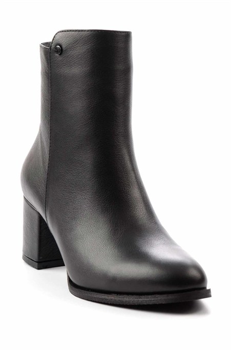 Siyah Hakiki Deri Kadın Bot & Bootie K02208020903
