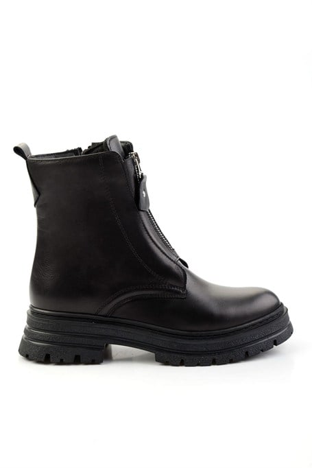 Siyah Hakiki Deri Kadın Bot & Bootie K02286089903