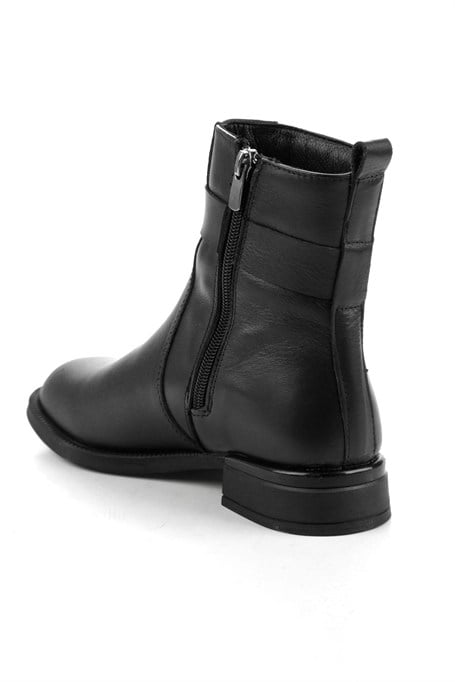 Siyah Hakiki Deri Kadın Bot & Bootie K02724560303